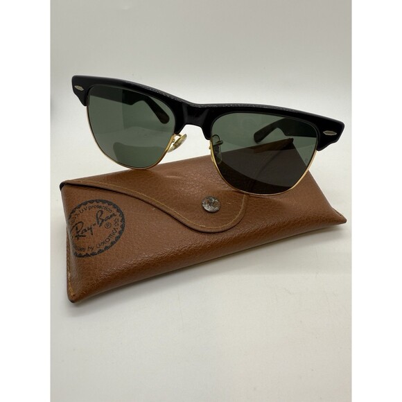 B&L RAY-BAN USA WAYFARER MAX BLACK/GOLD VTG SUNGLASSES G-15 145mm,CASE,CLOTH,BAG - Picture 2 of 16